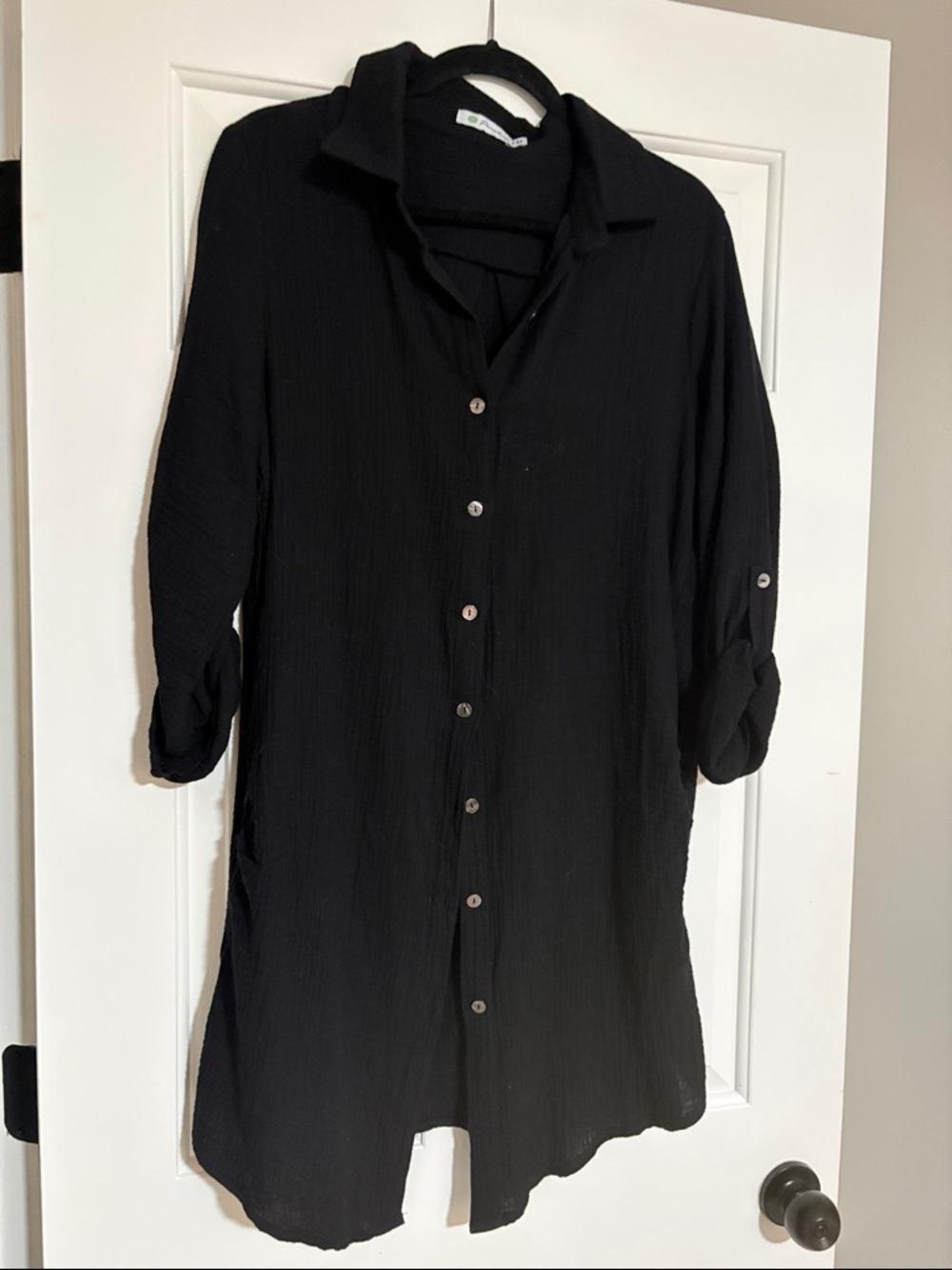 Women's Black Button-Front Swim Coverup 100% cotton